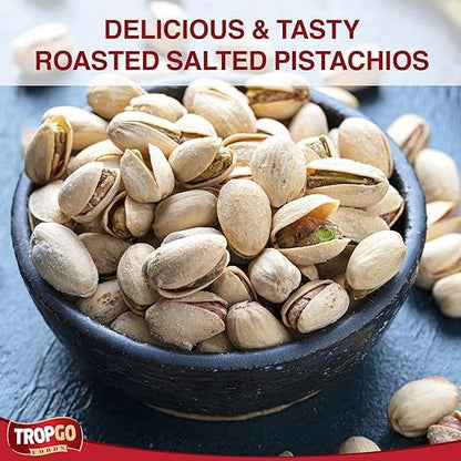 Tropgo Roasted Salted Pistachios 5kg Bulk Pack – Premium Whole Pistachio Nuts – Fresh, Crunchy, Lightly Salted – Ideal for Snacking, Baking, Cooking & Foodservice