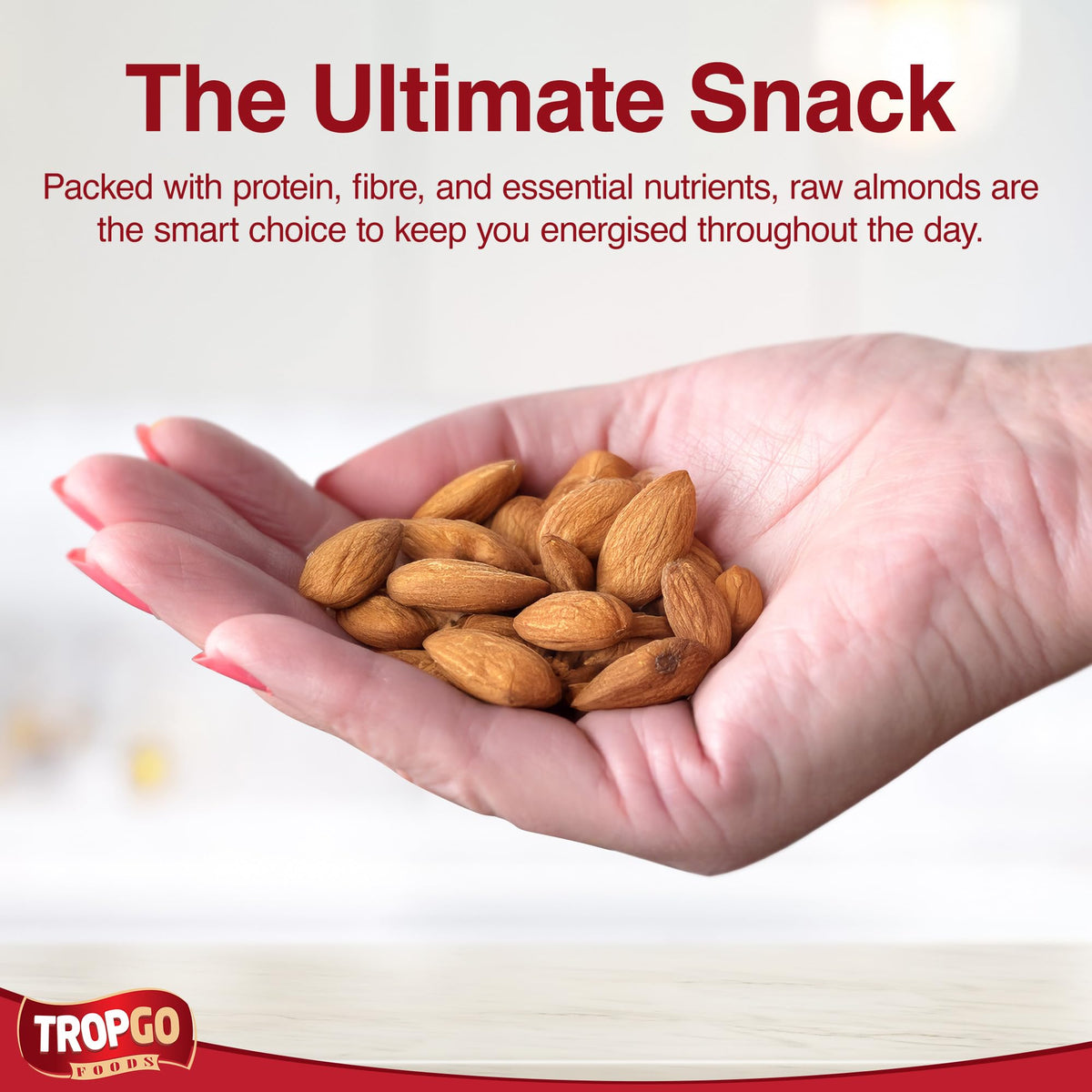 Tropgo Raw Almonds 170g – Whole Natural Non-GMO Unsalted Nuts for Snacking, Baking and Cooking - Delicious, Plant-Based Protein - Almond Nuts in Resealable Bag