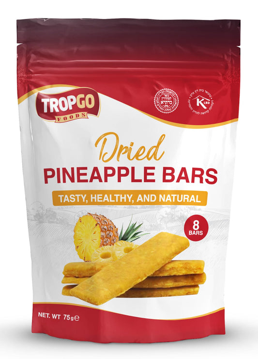 Tropgo 100% Dried Pineapple Bars - 8 Bars, Natural Fruit Snack - Parent