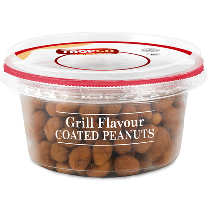 Tropgo Grill Flavour Coated Peanuts 150g - Crunchy Roasted Peanuts with Savoury BBQ Seasoning - Bold & Smoky Snack in Resealable Tub for Freshness - Ideal for Parties, Game and Movie Nights