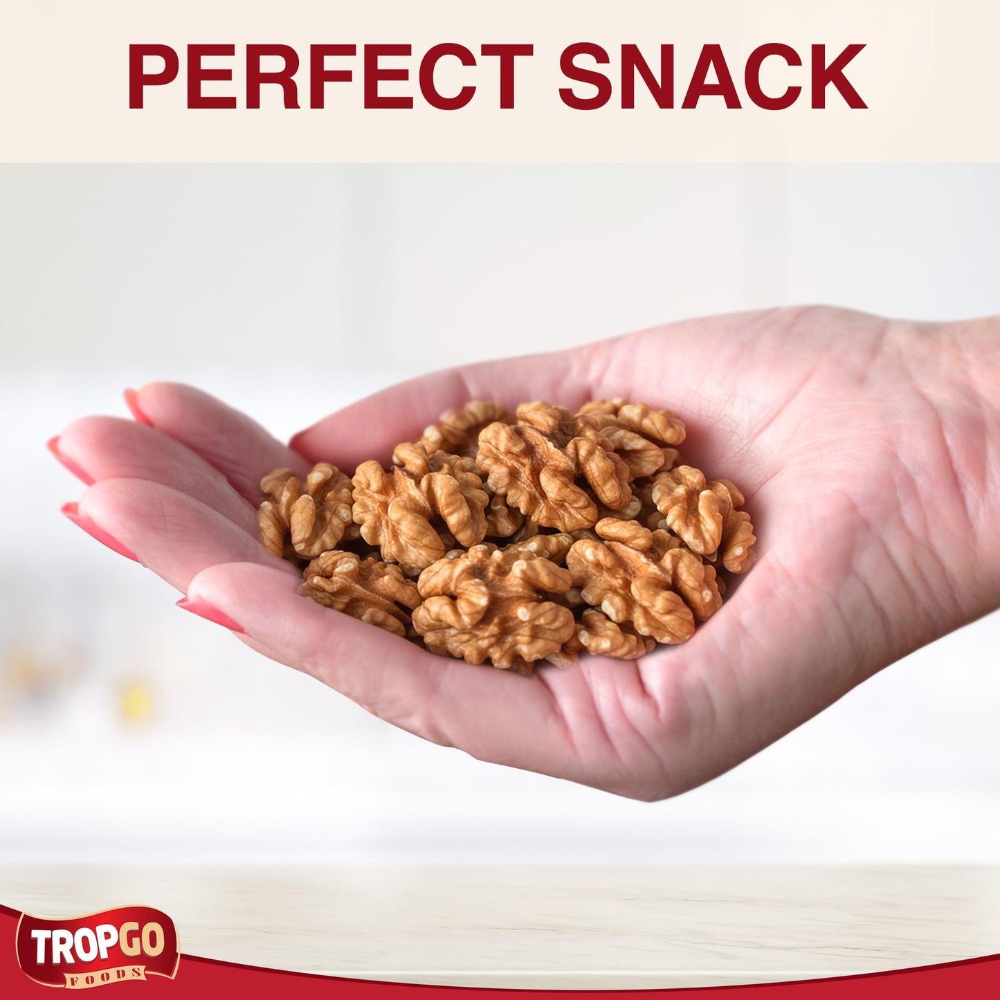 Tropgo Premium Walnuts - 600g - Raw Jumbo Walnuts - Natural Sprouted Walnut - Packed Fresh Premium Quality Nuts - Healthy for The Heart, High in Fibre & Minerals - Perfect for Snacking