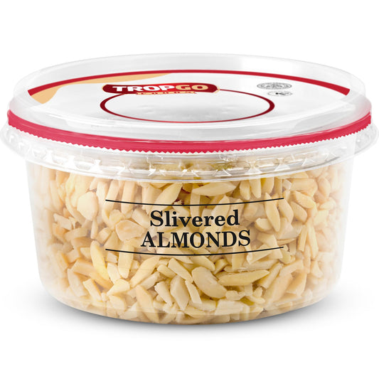 Tropgo Slivered Raw Almonds - Fresh Chopped Almond Nuts in a Resealable and Recyclable Tub - Parent