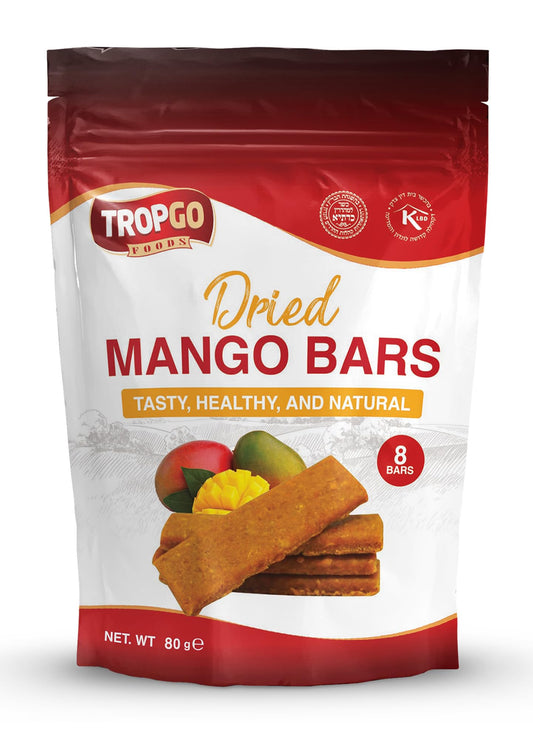 Tropgo Dried Mango Bars - 8 Bars – Healthy Fruit Snack Made from 100% Mango - Parent
