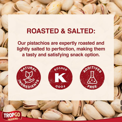 Tropgo Roasted Salted Pistachios 5kg Bulk Pack – Premium Whole Pistachio Nuts – Fresh, Crunchy, Lightly Salted – Ideal for Snacking, Baking, Cooking & Foodservice
