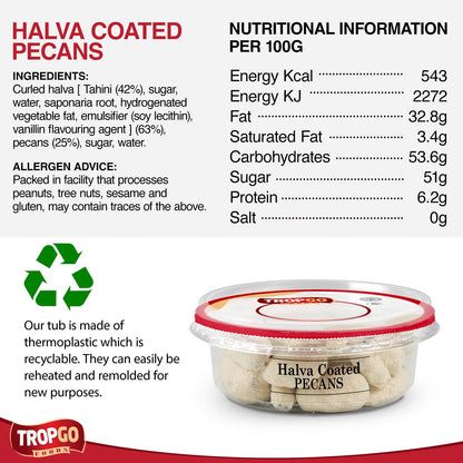 Tropgo Halva Coated Pecans 120g - Sweet Sesame Crunch & Buttery Pecan Nuts - Coated Nuts Snack with Natural Ingredients - Kosher, Non-GMO, Protein-Rich Treat