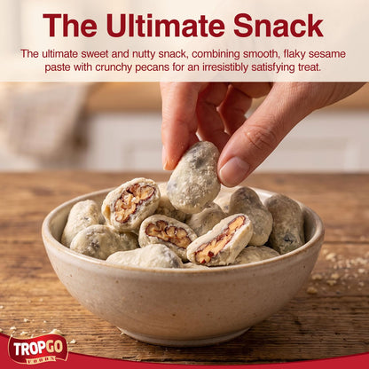Tropgo Halva Coated Pecans 120g - Sweet Sesame Crunch & Buttery Pecan Nuts - Coated Nuts Snack with Natural Ingredients - Kosher, Non-GMO, Protein-Rich Treat