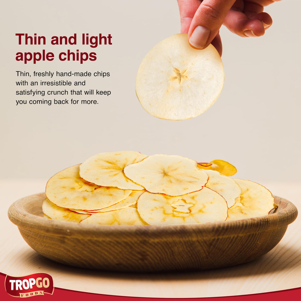 Tropgo - Belgium Apple Chips - 100% Fruit - Natural Healthy Snack - Fresh Red Apple Crisps 35gr - Recyclable Tin Fresh Lock Seal