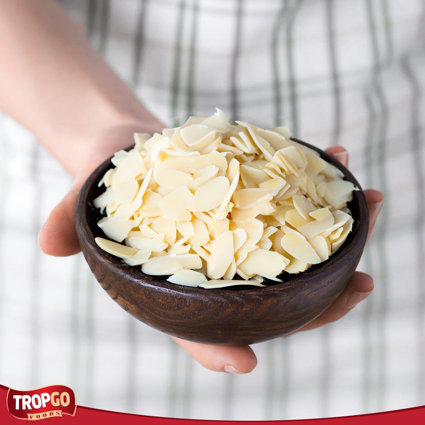 Tropgo Flaked Almonds - Finely Sliced Almond Nuts in a Resealable and Recyclable Tub - Parent