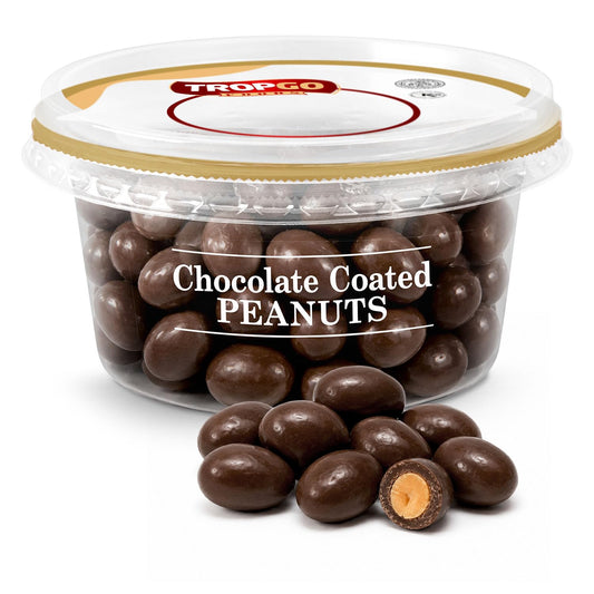 Tropgo Chocolate Peanuts 150g Chocolate Tub - Non-GMO Peanuts Coated in Dark Chocolates - Ready-to-Eat Choco Snacks
