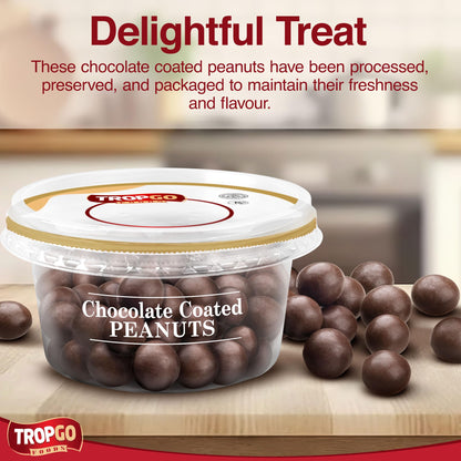 Tropgo Chocolate Peanuts 150g Chocolate Tub - Non-GMO Peanuts Coated in Dark Chocolates - Ready-to-Eat Choco Snacks