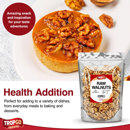 Tropgo Premium Walnuts - 600g - Raw Jumbo Walnuts - Natural Sprouted Walnut - Packed Fresh Premium Quality Nuts - Healthy for The Heart, High in Fibre & Minerals - Perfect for Snacking