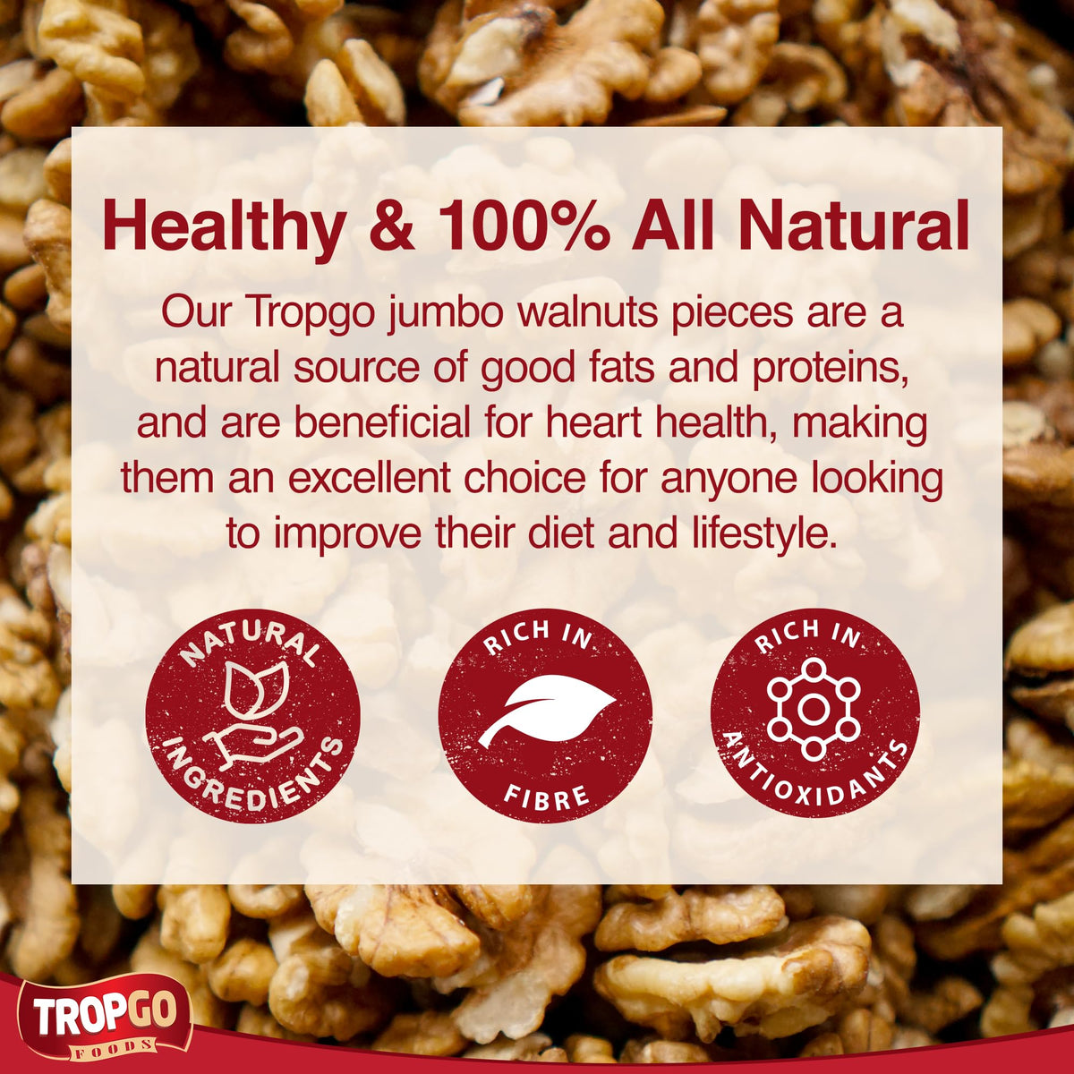 Tropgo Raw King Walnuts - Whole Food Unsalted Nuts in a Resealable and Recyclable Tub - Parent