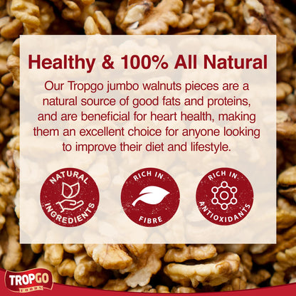Tropgo Raw King Walnuts - Whole Food Unsalted Nuts in a Resealable and Recyclable Tub - Parent