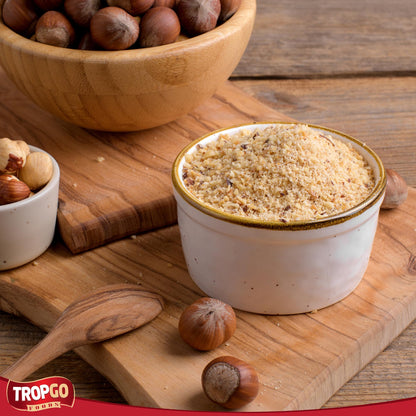 Tropgo Ground Hazelnuts 2 x 200g - Premium Hazelnuts in Resealable Bag - Healthy Snacks with Fibre, Protein, and Minerals - Kosher Hazelnuts Ideal for Cooking & Baking