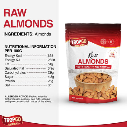 Raw Whole Almonds Parent 500g