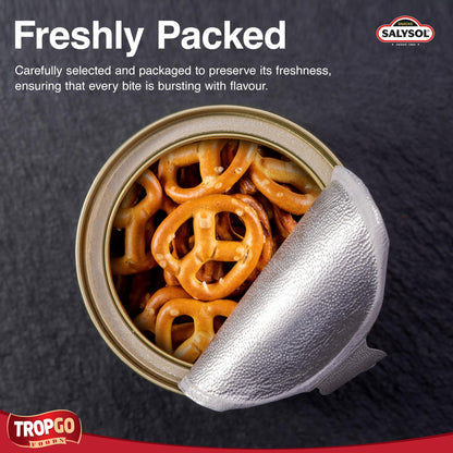 Salysol Pretzel Crisps 25g, 10 Pack - Crunchy Salted Pretzels in Mini Cans - On-the-Go Travel Savoury Snacks for Kids and Adults - Snack Pretzel for Sharing & Snacking Anytime