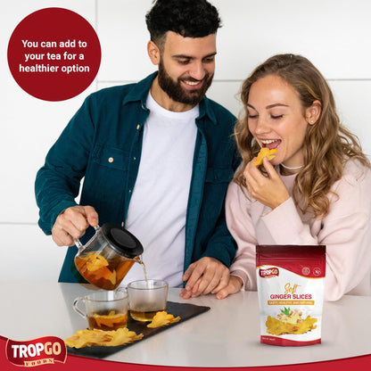 Tropgo Soft Ginger Slices 120g, Sweet & Fiery Chewy Ginger Snack - Parent