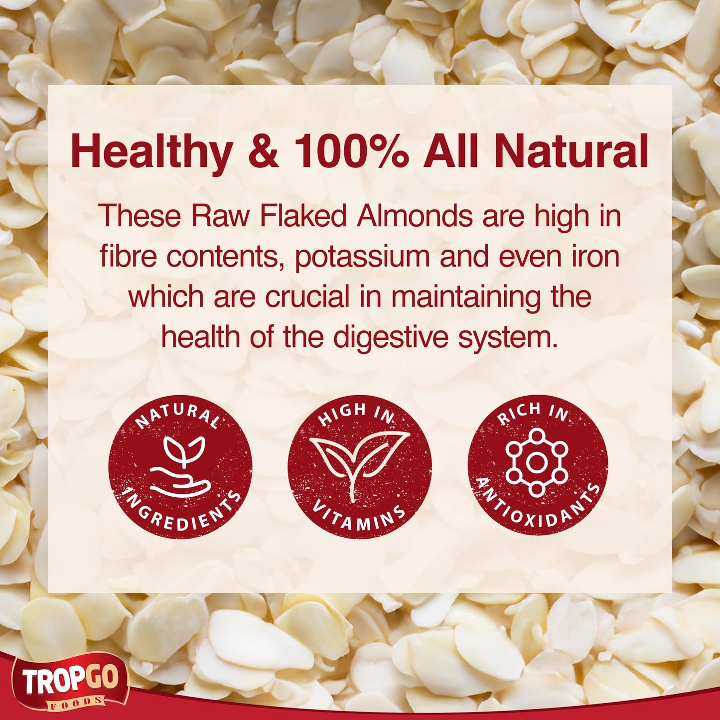 Tropgo Flaked Almonds - Finely Sliced Almond Nuts in a Resealable and Recyclable Tub - Parent
