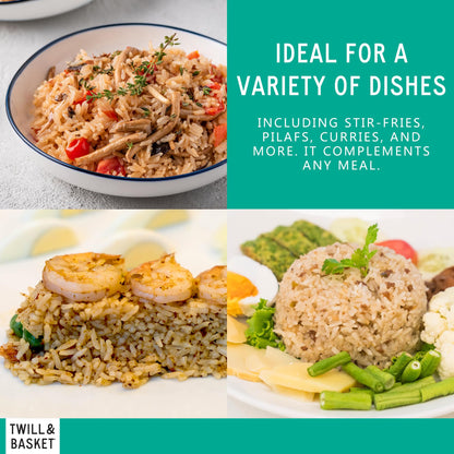 Twill & Basket Premium Brown Rice 2 lb Bag – Naturally Nutritious, Fibre-Rich, Easy Cook Rice Ideal for Healthy Meals, Kosher Food & Balanced Diets
