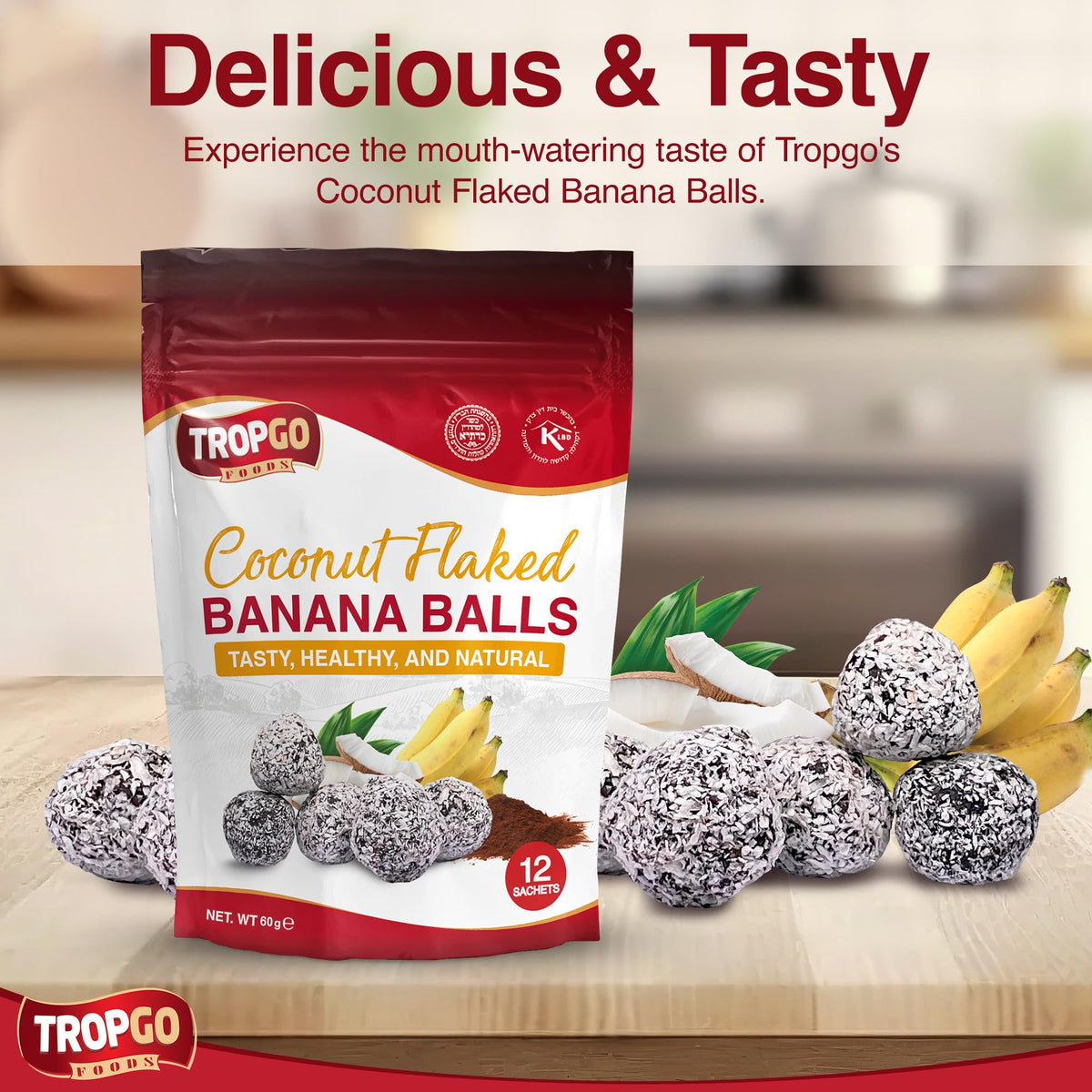 Tropgo Banana Balls with Coconut Flakes 12pcs – Made from Dried Banana, Coconut Milk, and Natural Ingredients - Parent