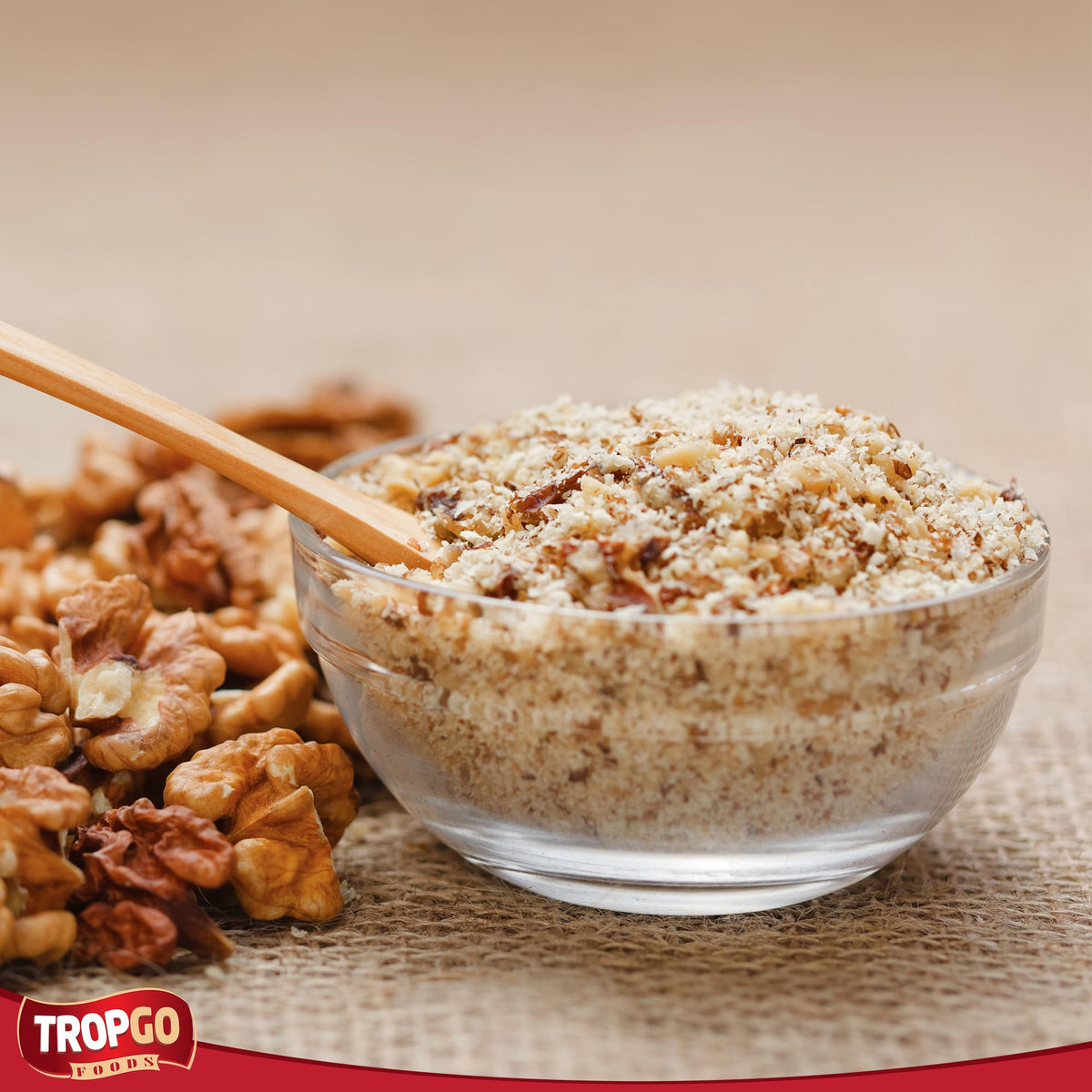 Tropgo Ground Walnuts 2 x 200g - Premium Walnuts in Resealable Bag - Healthy Snacks with Fibre, Protein, and Minerals - Kosher, Ideal for Cooking & Baking