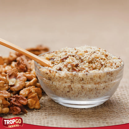 Tropgo Ground Walnuts 2 x 200g - Premium Walnuts in Resealable Bag - Healthy Snacks with Fibre, Protein, and Minerals - Kosher, Ideal for Cooking & Baking