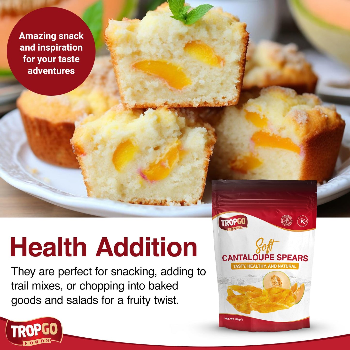 Tropgo Soft Cantaloupe Spears 120g Natural Dried Fruit Snack - Parent