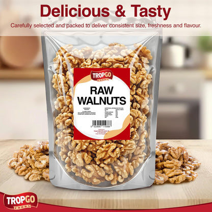 Tropgo Premium Walnuts - 600g - Raw Jumbo Walnuts - Natural Sprouted Walnut - Packed Fresh Premium Quality Nuts - Healthy for The Heart, High in Fibre & Minerals - Perfect for Snacking