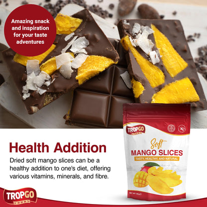 Tropgo Soft Dried Mango Slices - 120g Resealable Bag, Natural Soft Mango Sweets - Parent