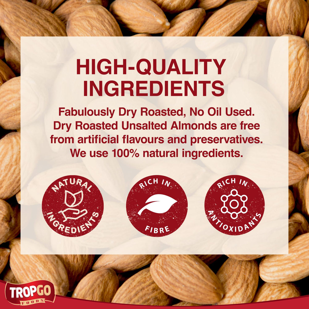Roasted Unsalted Almonds 180g Parent