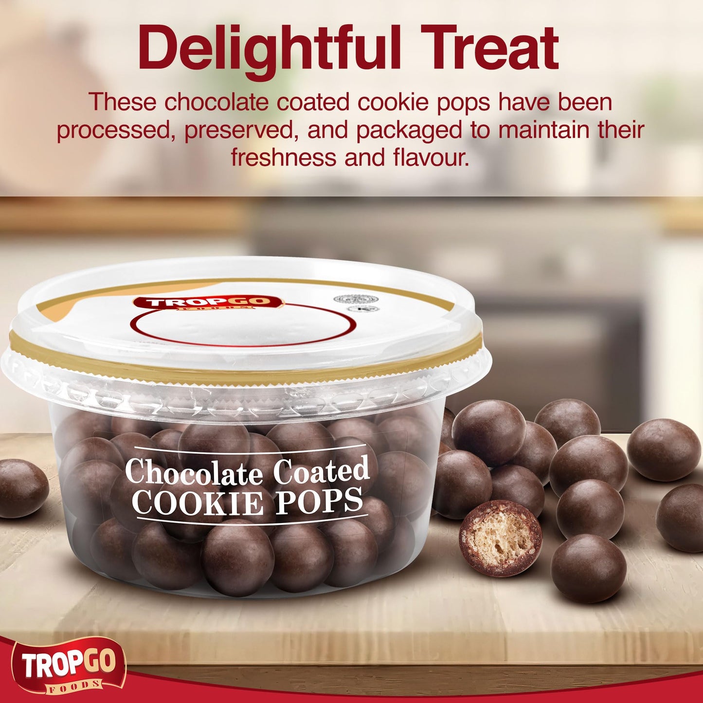 Tropgo Chocolate Coated Cookie Pops 150gm Chocolate Tub - Non-GMO Cookies Coated in Chocolates - Ready-to-Eat Choco Snacks