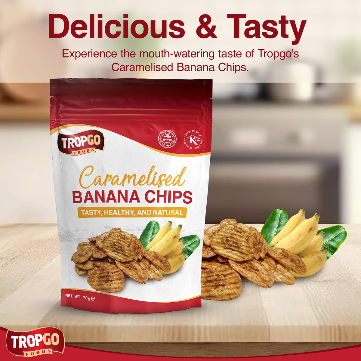 Tropgo Caramelised Banana Chips – Dried Fruit in a Resealable Bag - Parent
