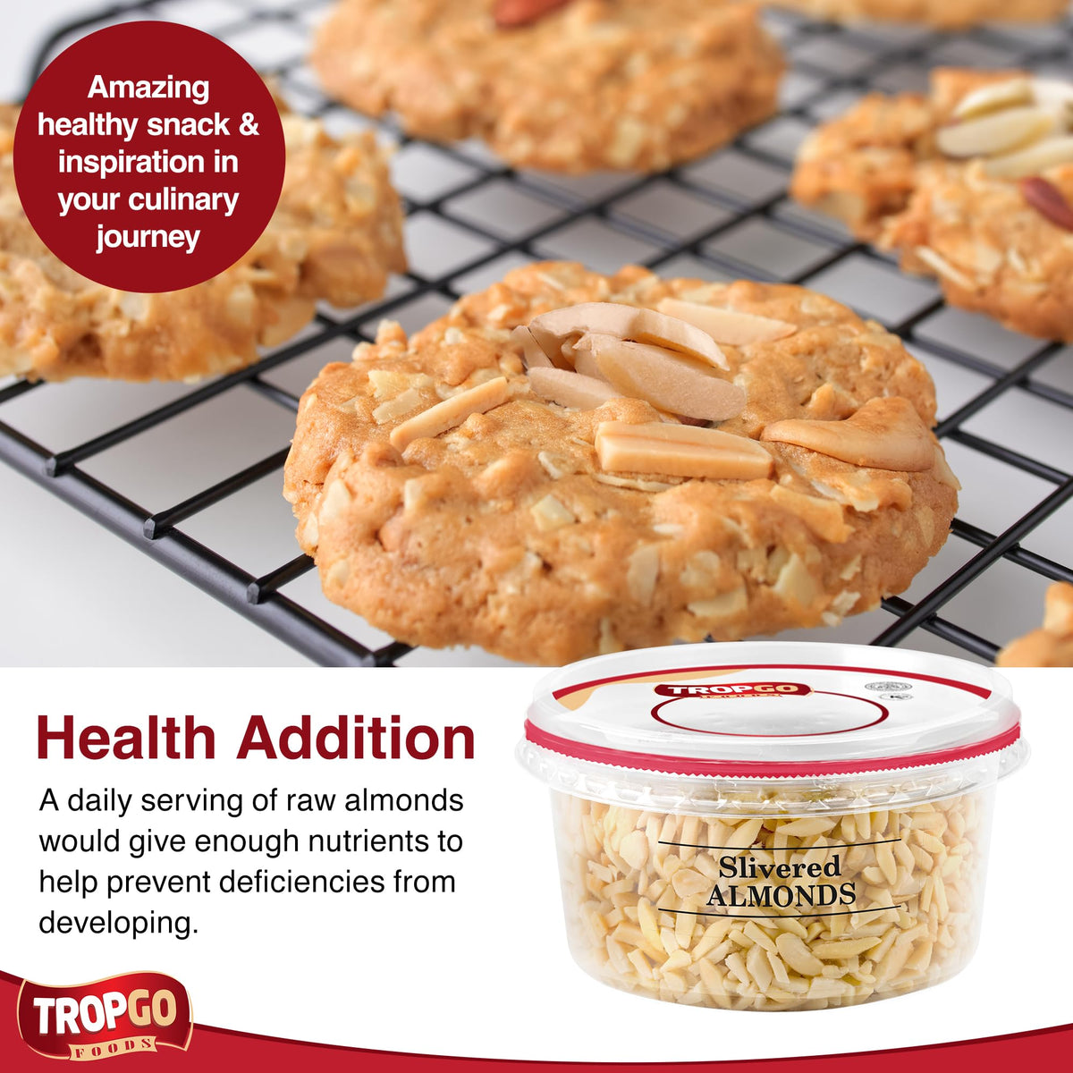 Tropgo Slivered Raw Almonds - Fresh Chopped Almond Nuts in a Resealable and Recyclable Tub - Parent