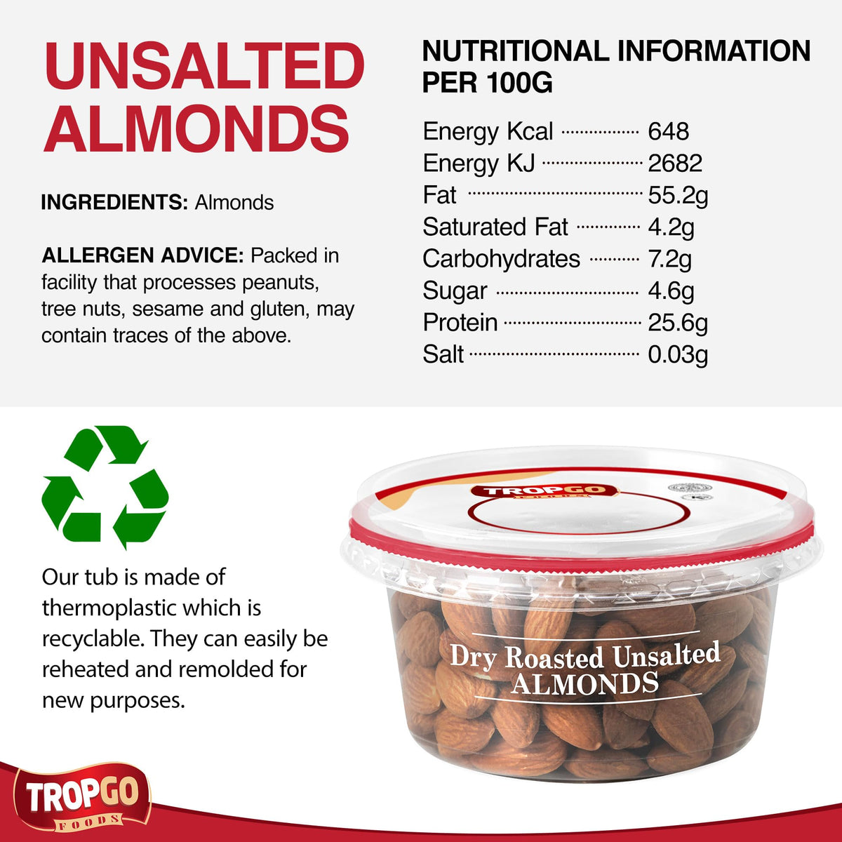 Roasted Unsalted Almonds 180g Parent