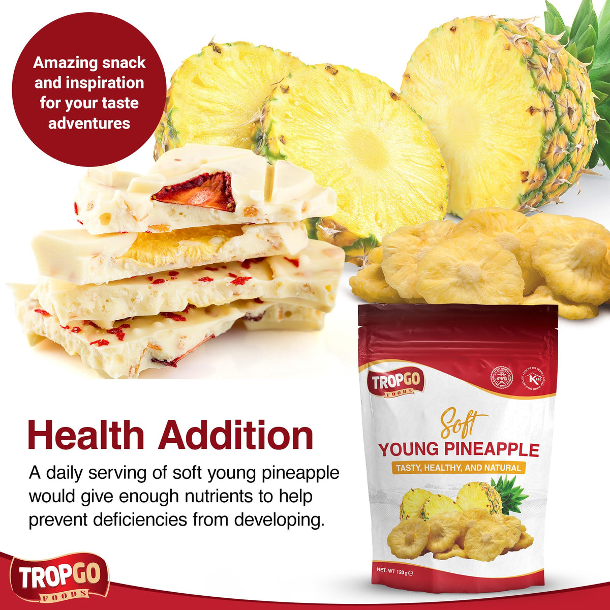 Tropgo Soft Young Dried Pineapple 120g Natural Dried Fruit - Parent