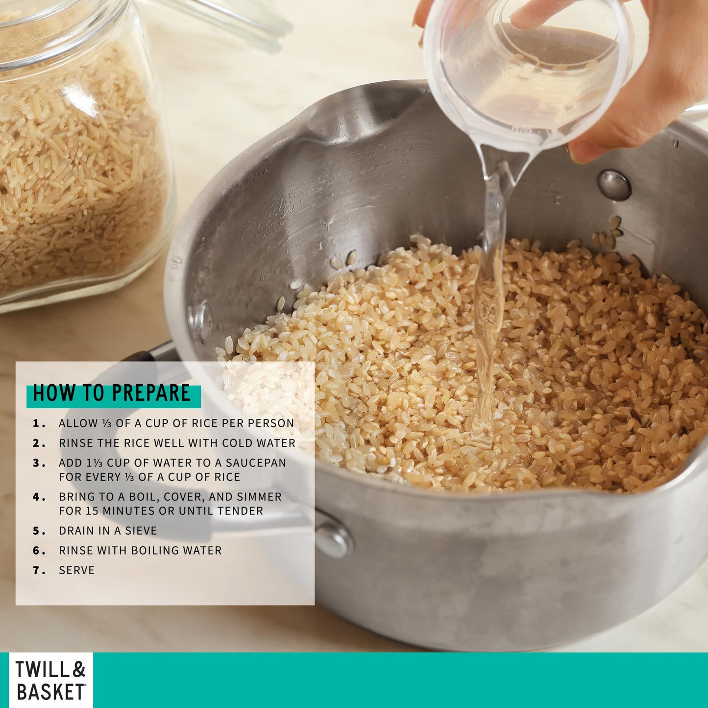 Twill & Basket Premium Brown Rice 2 lb Bag – Naturally Nutritious, Fibre-Rich, Easy Cook Rice Ideal for Healthy Meals, Kosher Food & Balanced Diets