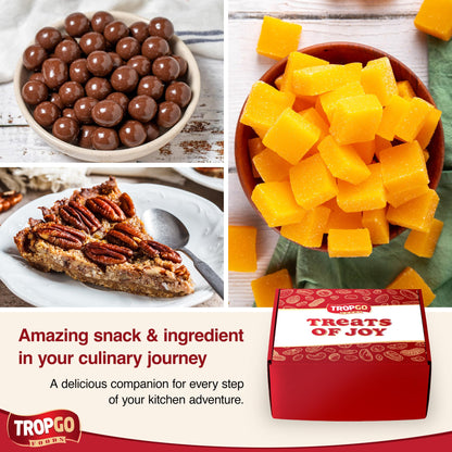 Tropgo Treats of Joy - Tasty Dried Fruit Snacks, Nut Selection Gift Box with Heart Sticker, Felts and Heart Pen - Roasted Nuts & Chocolate Gifts for Him and Her