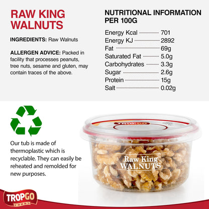 Tropgo Raw King Walnuts - Whole Food Unsalted Nuts in a Resealable and Recyclable Tub - Parent