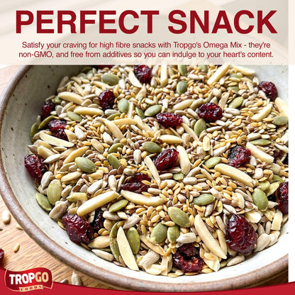 Tropgo Omega Mix 200g - Premium Nuts, Seeds, and Dried Fruit in Resealable and Recyclable Tub - Parent