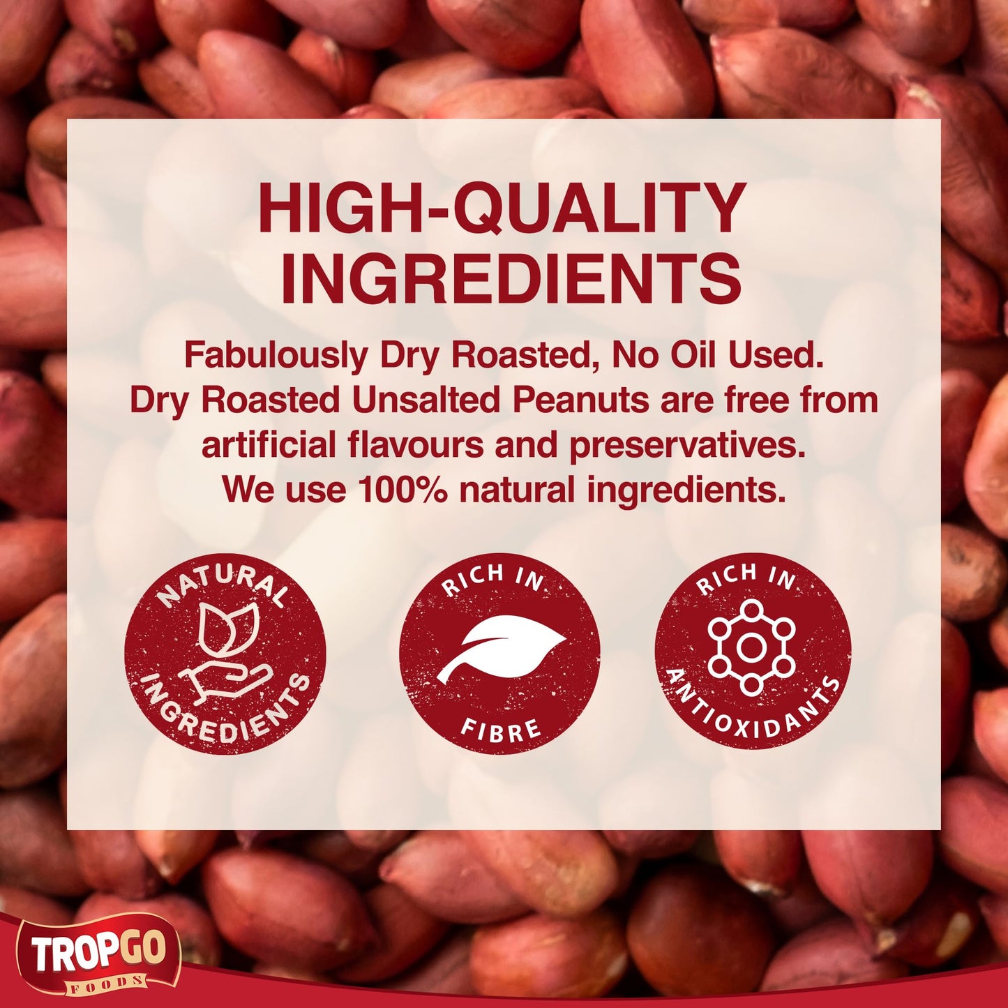 Tropgo Roasted Unsalted Peanuts 200g Tub - Peanuts in Resealable and Recyclable Tub - Parent