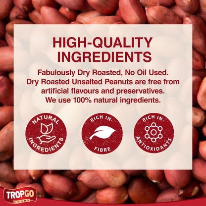 Tropgo Roasted Unsalted Peanuts 200g Tub - Peanuts in Resealable and Recyclable Tub - Parent