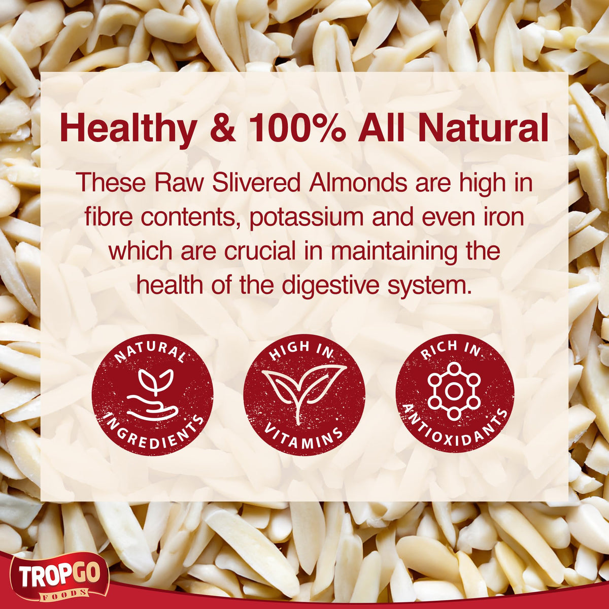 Tropgo Slivered Raw Almonds - Fresh Chopped Almond Nuts in a Resealable and Recyclable Tub - Parent