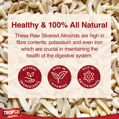 Tropgo Slivered Raw Almonds - Fresh Chopped Almond Nuts in a Resealable and Recyclable Tub - Parent