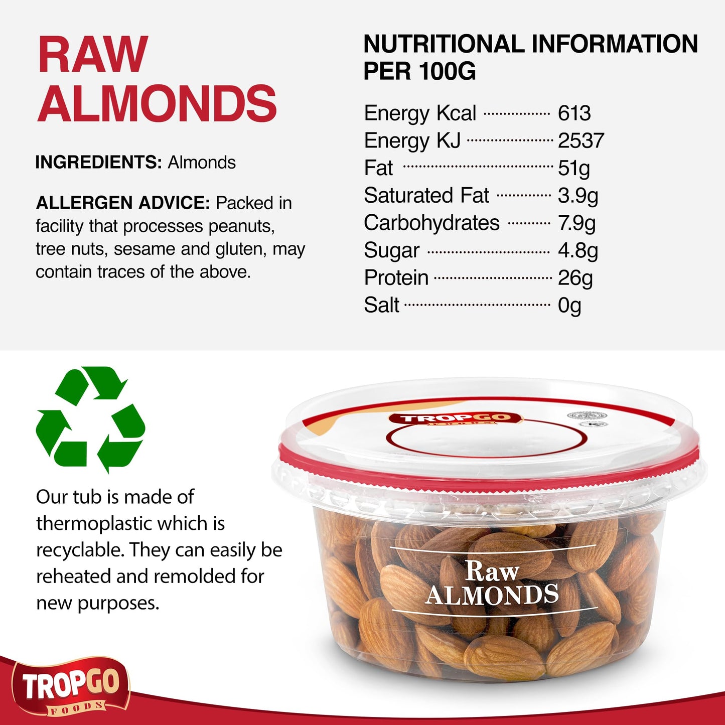 Raw Almonds 180g Parent