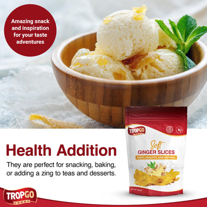 Tropgo Soft Ginger Slices 120g, Sweet & Fiery Chewy Ginger Snack - Parent