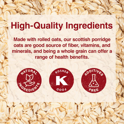 Tropgo Scottish Porridge Oats 500g – Whole Grain Rolled Oats for Hot Cereal, Baking & Smoothies – Non-GMO, Kosher, Vegan, Natural Breakfast Option