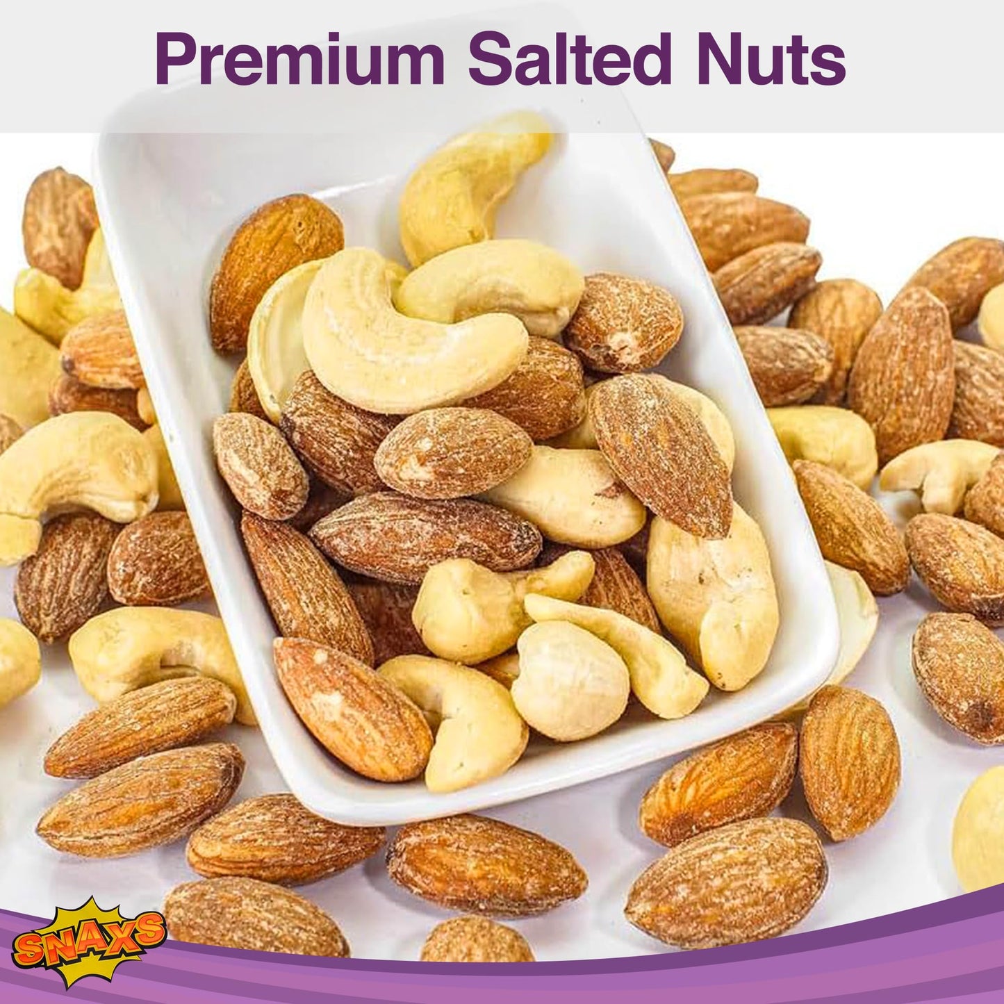 Snaxs Roasted Salted Mixed Nuts 12 x 40g - Almonds, Brazil, Cashews, Peanuts & Hazelnuts - Healthy Kosher Snack with Fibre, Protein & Minerals - Ideal for Snacking