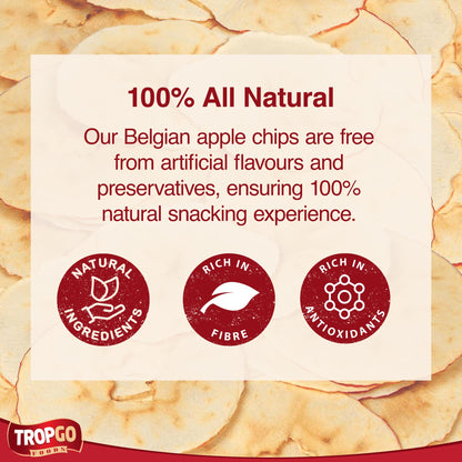 Tropgo - Belgium Apple Chips - 100% Fruit - Natural Healthy Snack - Fresh Red Apple Crisps 35gr - Recyclable Tin Fresh Lock Seal