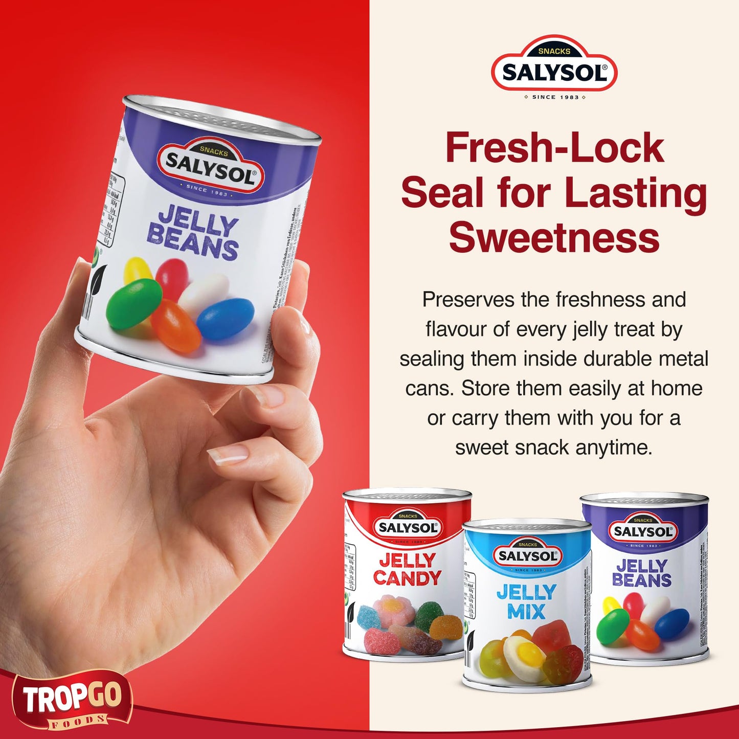 Salysol Jelly Sweets Candies 3 Pack Gift Set – Fruity Chewy Sweets Selection with Jelly Beans, Mix & Candy in Convenient Tins - Made for Sharing, Parties, Celebrations, Treat & Hampers