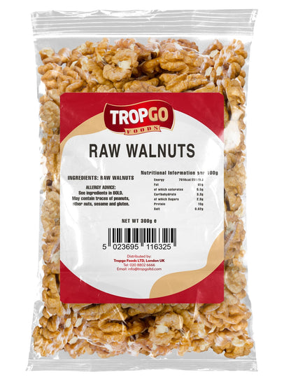 Tropgo Premium Walnuts Halves - 300g - Raw Jumbo Walnuts - Natural Sprouted Walnut - Packed Fresh Premium Quality Nuts - Healthy for The Heart, High in Fibre & Minerals - Ideal for Snacking